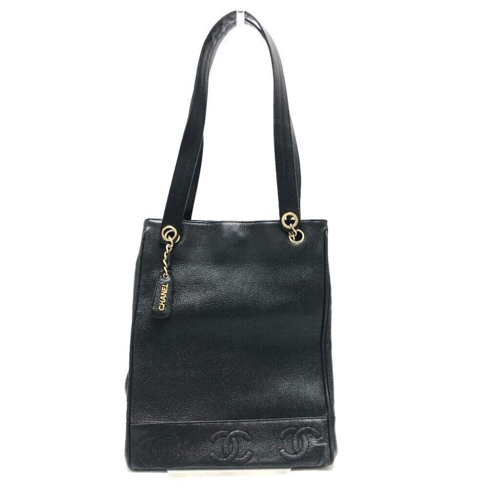 CHANEL Trip Luco co Square bag Tote Bag Caviar Leather Black